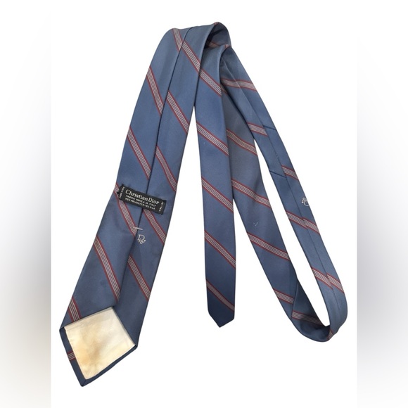 Dior Other - Vintage Christian Dior Men's Tie in Blue with Red Stripes